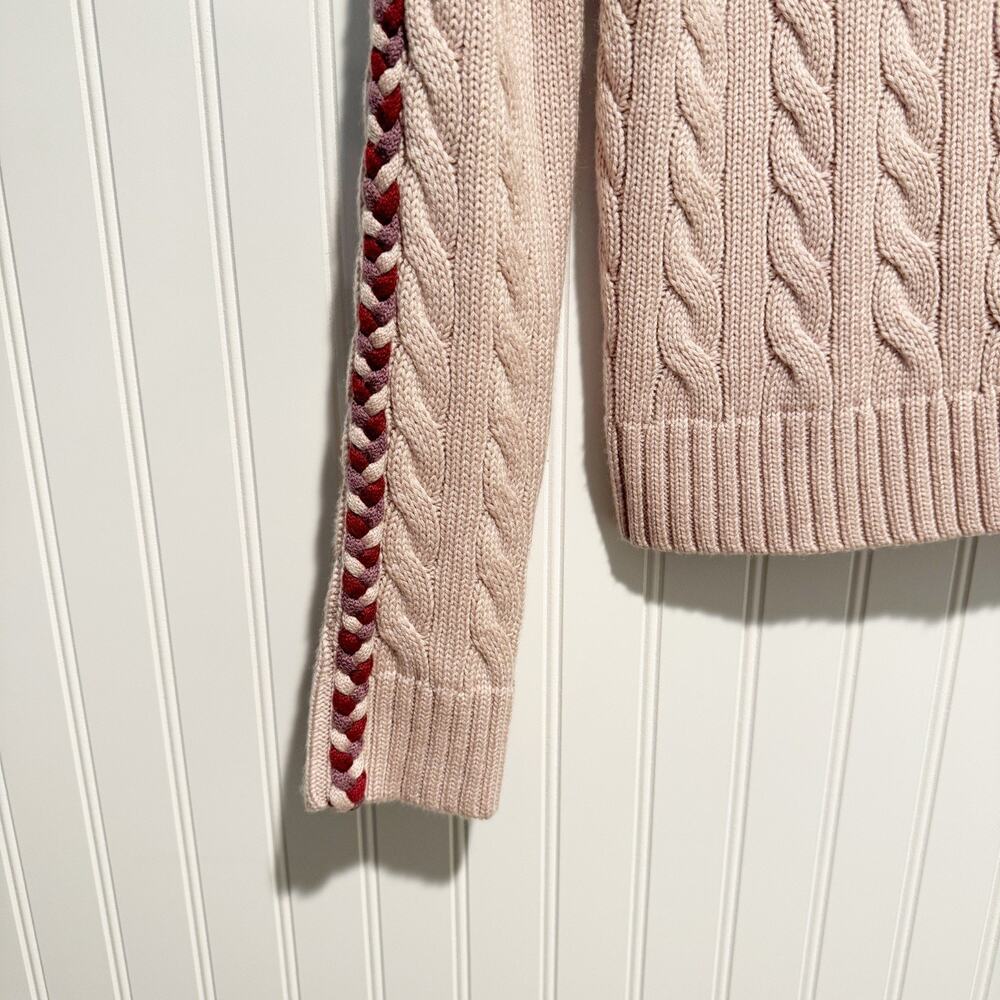 Derek Lam Pippa Lace Up Turtlneck Sweater Pink Cableknit Size Medium - Picture 2 of 6